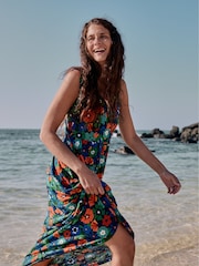 Seasalt Cornwall Blue Petite Petite Multi Polmanter Jersey Dress - Image 1 of 6