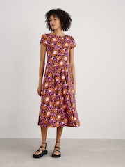 Seasalt Cornwall Pink Petite Wild Bouquet Jersey Midi Dress - Image 1 of 5