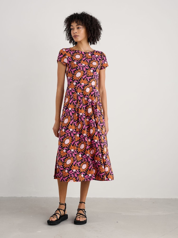 Seasalt Cornwall Pink Petite Wild Bouquet Jersey Midi Dress - Image 1 of 5