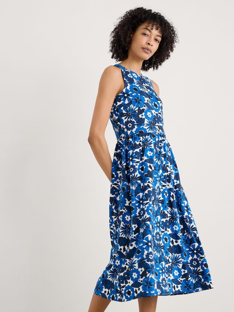 Seasalt Cornwall Blue Porthmeor Wave Dress in Certified Jersey - Image 1 of 5