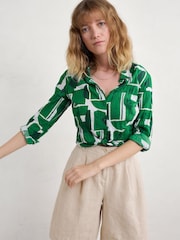 Verde claro - Camiseta de algodón 100 % con estampado Poisson de Seasalt Cornwall - Imagen 1 de 5