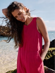 Seasalt Cornwall Petite Salt Air Wide Leg100% Linen Jumpsuit - Imagen 4 de 8