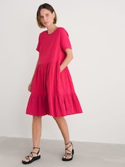 Seasalt Cornwall Pink 100% Cotton Pebble Comb Double Cloth Dress - Image 1 of 10