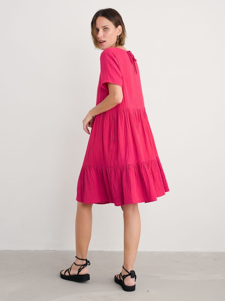 Seasalt Cornwall Pink 100% Cotton Pebble Comb Double Cloth Dress - Image 2 of 10
