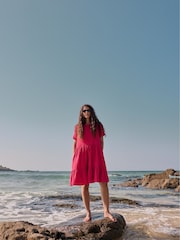 Seasalt Cornwall Pink 100% Cotton Pebble Comb Double Cloth Dress - Image 4 of 10