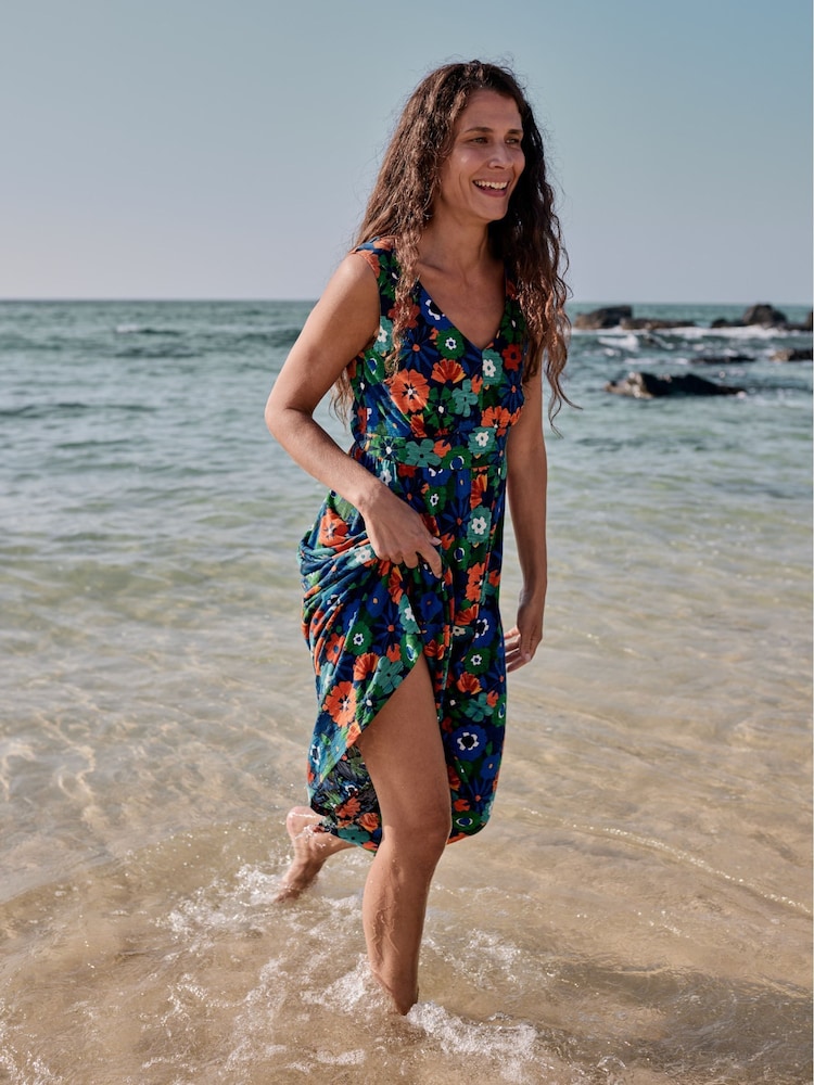 Seasalt Cornwall Blue Petite Multi Polmanter Jersey Dress - Image 1 of 6