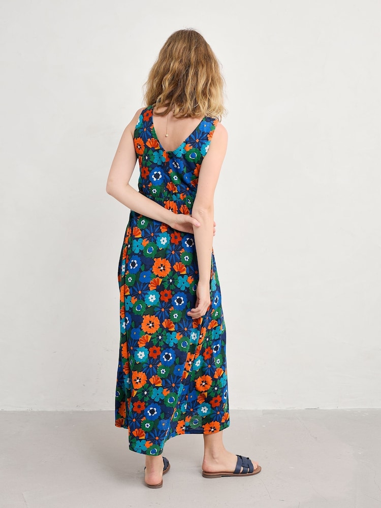 Seasalt Cornwall Blue Petite Multi Polmanter Jersey Dress - Image 2 of 6