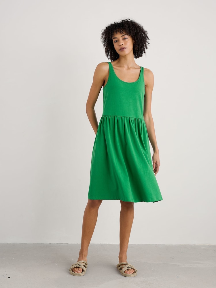 Seasalt Cornwall Green Sun Splendour Dress in Certified Cotton Jersey - Image 1 of 5