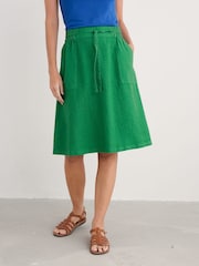 Seasalt Cornwall Green Pepper Moth 100% Linen Skirt - Image 1 of 5