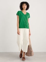Verde - Seasalt Cornwall Studio Glass V-Neck Jersey 100% Cotton T-shirt - Imagen 3 de 5