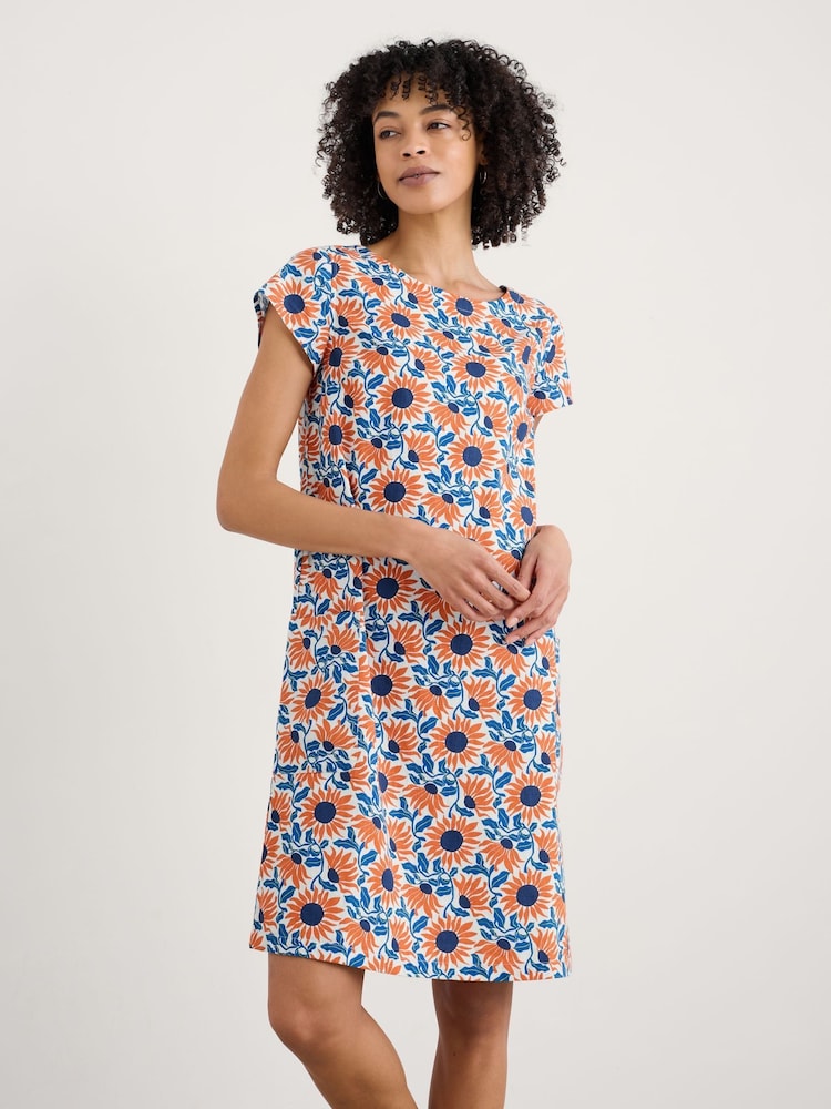 Seasalt Cornwall Orange Petite Petite River Cove 100% Cotton Shift Dress - Image 1 of 5