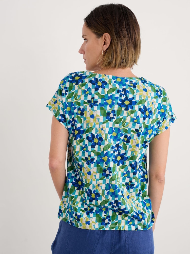 Seasalt Cornwall Sky Blue Studio Glass V-Neck Jersey 100% Cotton T-shirt - Image 2 of 5 Seasalt Cornwall Sky Blue Studio Glass V-Neck Jersey 100% Cotton T-shirt - Image 2 of 5
