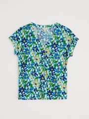 Seasalt Cornwall Sky Blue Studio Glass V-Neck Jersey 100% Cotton T-shirt - Image 5 of 5