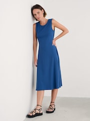 Seasalt Cornwall Blue Petite Sweet Violet Jersey Midi Dress - Image 1 of 5