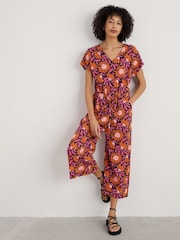 Seasalt Cornwall Pink Petite Petite Rose Trellis Wide Leg Jumpsuit - Image 1 of 5