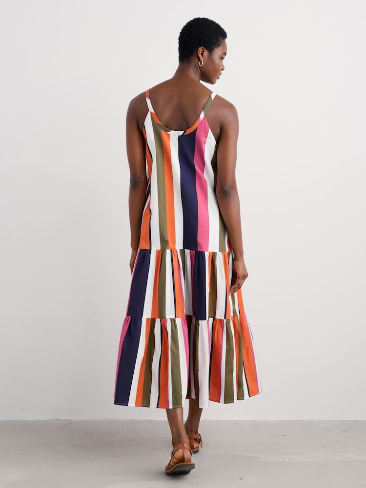 Seasalt Cornwall Orange Petite Multi Alba Above Ankle Tiered Dress - Image 2 of 5 Seasalt Cornwall Orange Petite Multi Alba Above Ankle Tiered Dress - Image 2 of 5