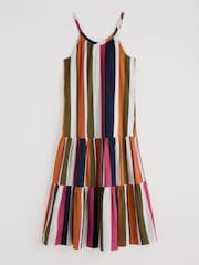 Seasalt Cornwall Orange Petite Multi Alba Above Ankle Tiered Dress - Image 5 of 5
