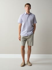 Lilac Purple Regular Fit Short Sleeve Textured Shirt - Image 2 of 7
