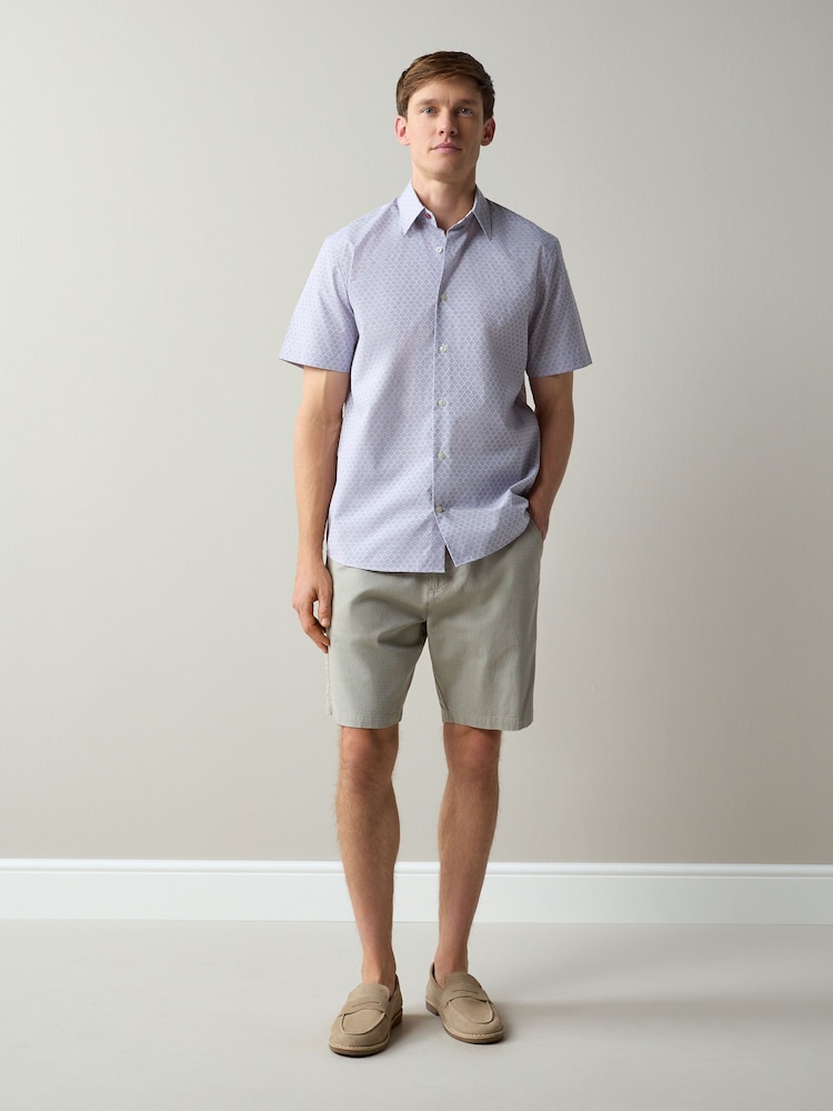 Lilac Purple Regular Fit Short Sleeve Textured Shirt - Image 2 of 7