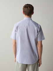 Lilac Purple Regular Fit Short Sleeve Textured Shirt - Image 3 of 7