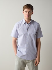 Lilac Purple Regular Fit Short Sleeve Textured Shirt - Image 4 of 7