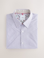 Lilac Purple Regular Fit Short Sleeve Textured Shirt - Image 5 of 7