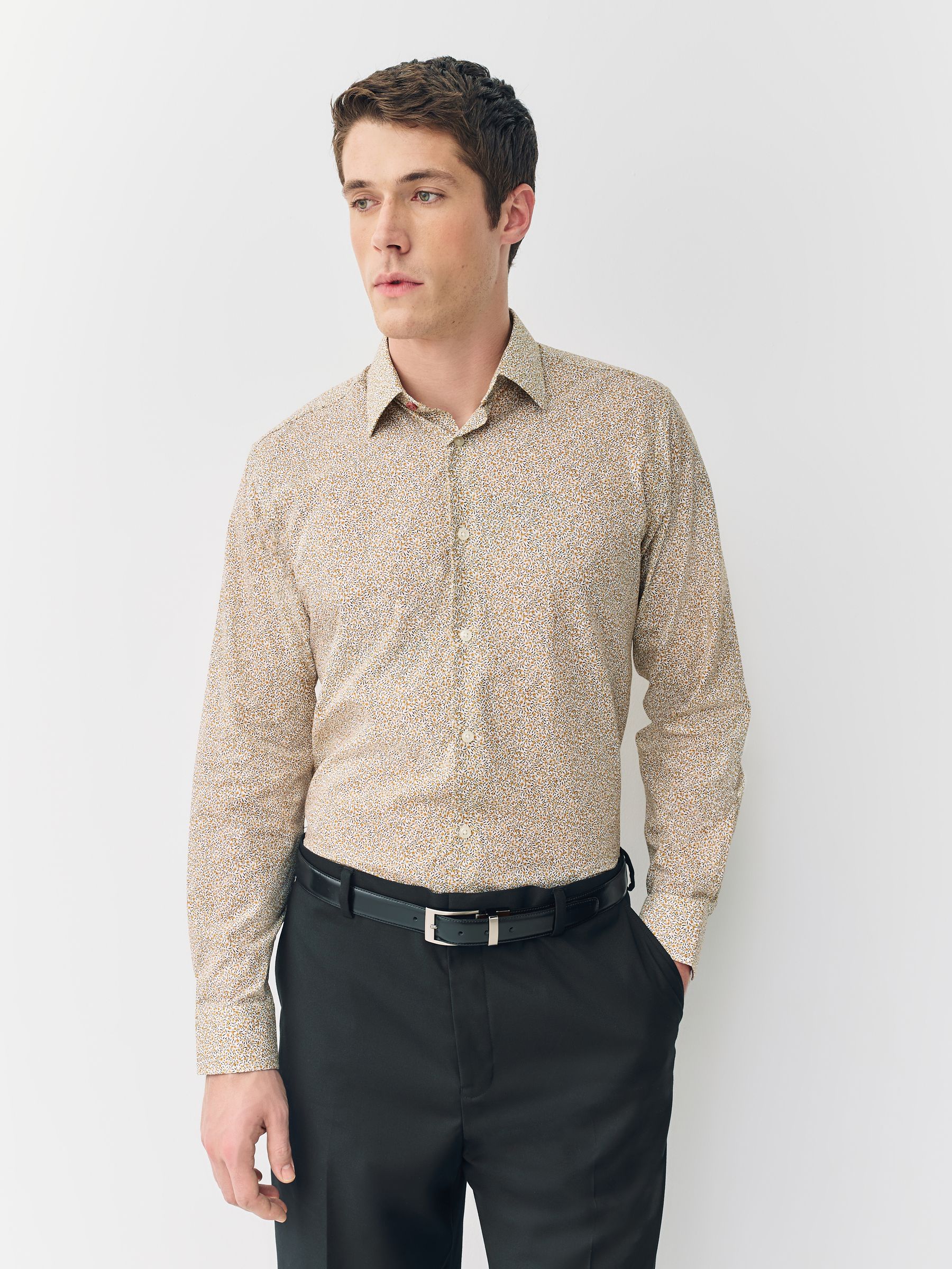 Buy Yellow Ditsy Floral Regular Fit N. Premium Long Sleeve Shirt