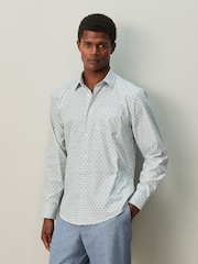 White/Blue Floral Trellis - Potiskana srajca z dolgimi rokavi - Slika 1 iz 8