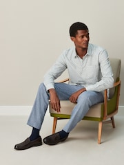 White/Blue Floral Trellis - Potiskana srajca z dolgimi rokavi - Slika 2 iz 8