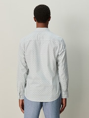 White/Blue Floral Trellis - Potiskana srajca z dolgimi rokavi - Slika 3 iz 8