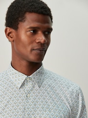 White/Blue Floral Trellis - Potiskana srajca z dolgimi rokavi - Slika 4 iz 8