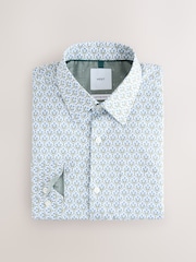 White/Blue Floral Trellis - Potiskana srajca z dolgimi rokavi - Slika 6 iz 8