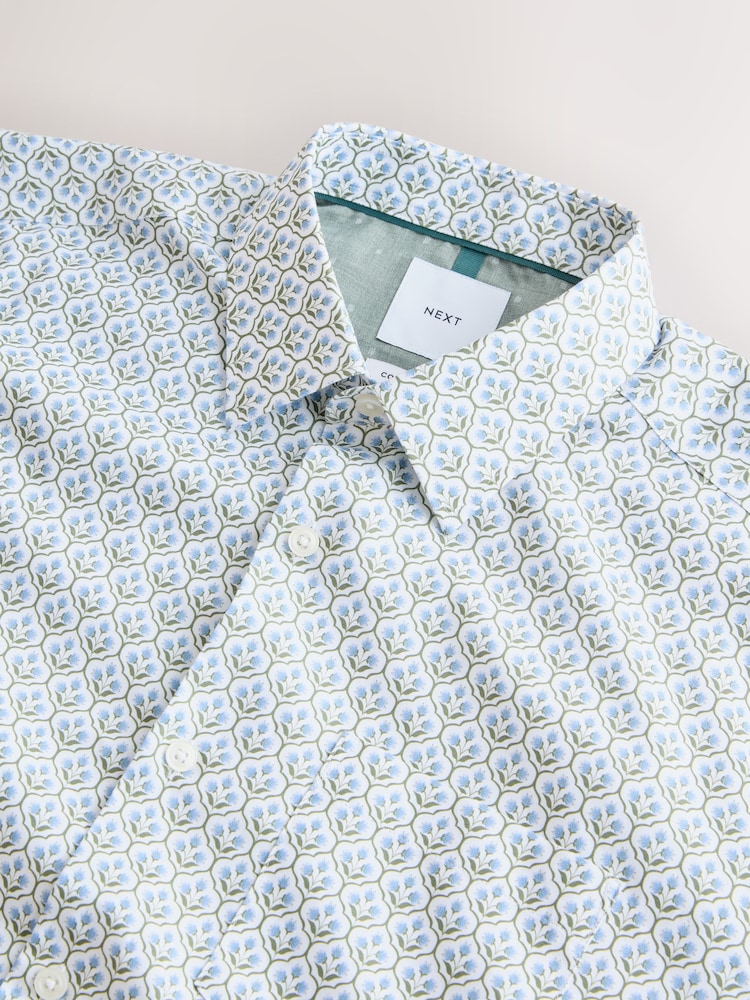 White/Blue Floral Trellis - Potiskana srajca z dolgimi rokavi - Slika 8 iz 8