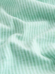 Green Regular Fit Linen Rich Stripe Short Sleeve Trimmed Shirt - Image 7 of 7