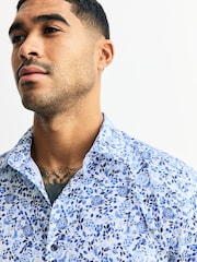 Blue/White Floral Regular Fit Long Sleeve Shirt - Image 5 of 9