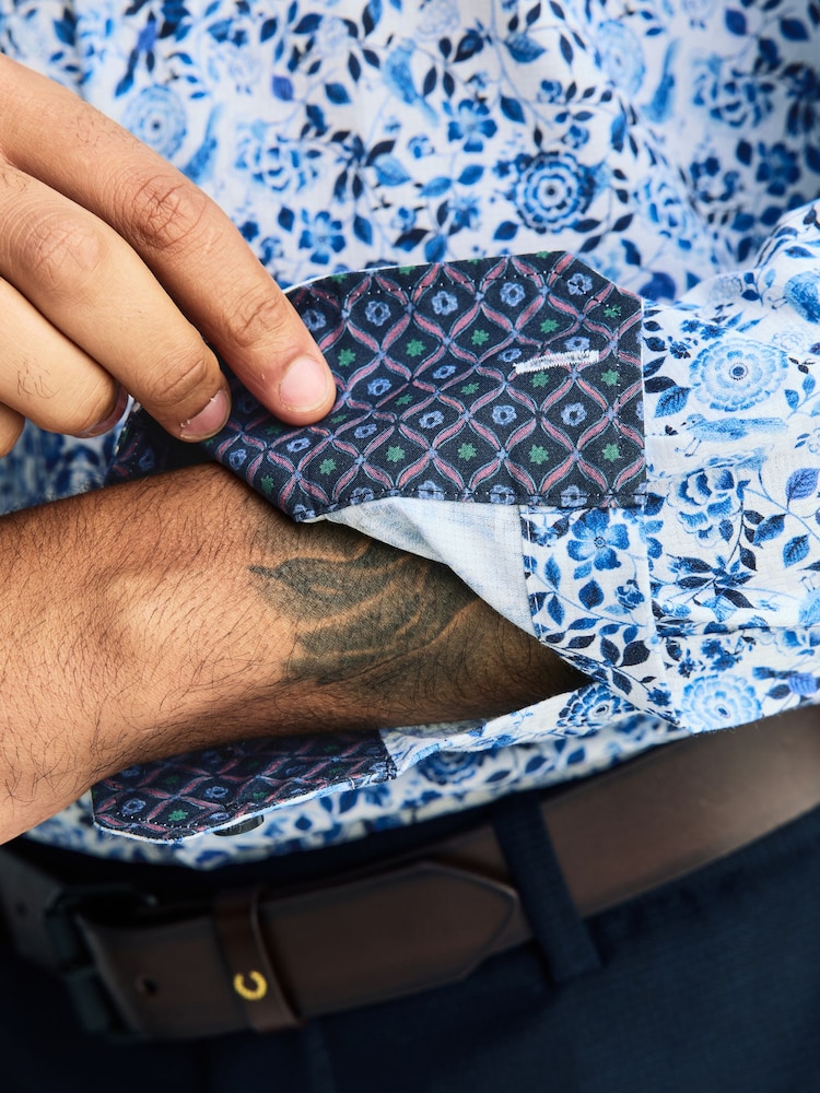 blue and white floral dress shirt Buy Blue/White Regular Fit N. Premium Long Sleeve from Next USA The print consists of BIS-06-06-26 尺寸:S Dress the Population Mel Nextlevelcouture com