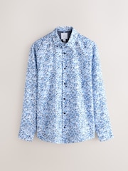 Blue/White Floral Regular Fit Long Sleeve Shirt - Image 7 of 9