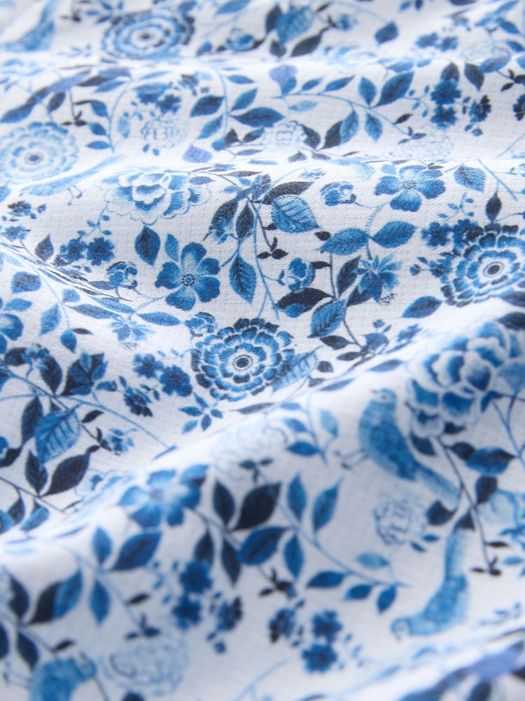Blue/White Floral Regular Fit Long Sleeve Shirt - Image 9 of 9