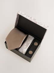 Neutral Tie, Pocket Square and Cufflink Gift Box - Image 1 of 3