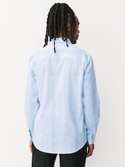 כחול בהיר משובץ - חולצה מחויטת מתערובת עשירה בכותנה עם עיטור ומרקם - תמונה 2 מתוך 8