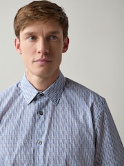 Blue Geometric Regular Fit Short Sleeve Shirt - Image 1 of 4