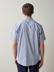 Blue Geometric Regular Fit Short Sleeve Shirt - Image 3 of 4