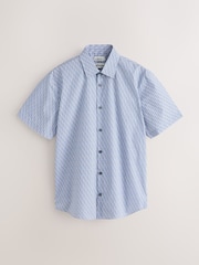 Blue Geometric Regular Fit N.Premium Short Sleeve Shirt - Image 5 of 8