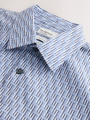 Blue Geometric Regular Fit N.Premium Short Sleeve Shirt - Image 6 of 8