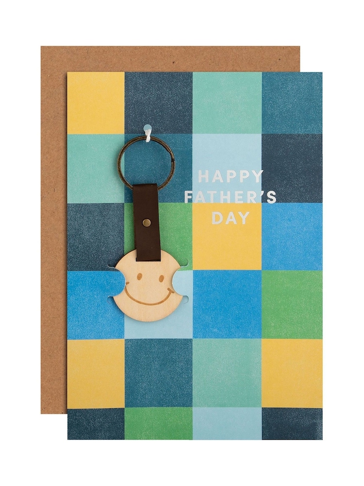 Hallmark Blue Father's Day Card - With Wooden Keyring Keepsake - Image 2 of 5