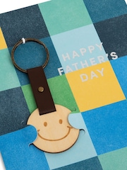 Hallmark Blue Father's Day Card - With Wooden Keyring Keepsake - Image 4 of 5