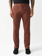 Marrón óxido - Corte slim - Straight Fit Pleated Stretch Chinos Trousers - Imagen 1 de 11