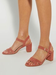 Dune London Brown Merisa 2 Part Block Heel Sandals - Image 1 of 6