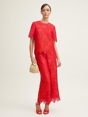 LK Bennett Red Grace Aurora Lace Trousers - Image 2 of 4