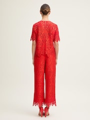 LK Bennett Red Grace Aurora Lace Trousers - Image 3 of 4